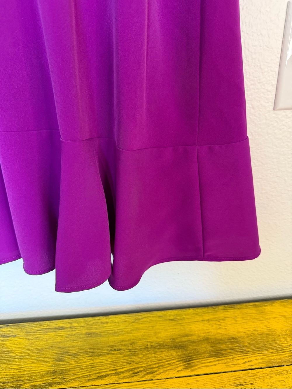 DKNY Empire Midi Dress 3/4 Ruffle Sleeves V-neck Magenta A-line Women’s Size 16 - Picture 4 of 15